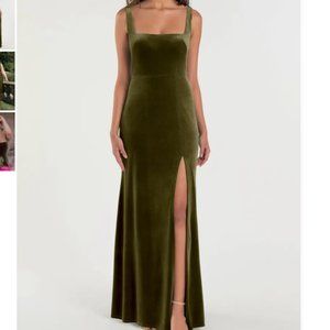 Jenny Yoo Mara Olive Velvet Dress